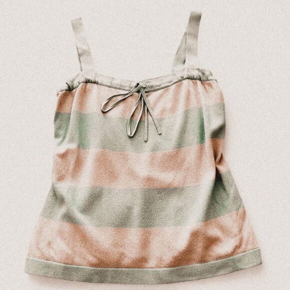 Banana Republic Y2K Baby Blue Stripe Cinched Babydoll Tank (Sz M) - Picture 1 of 5